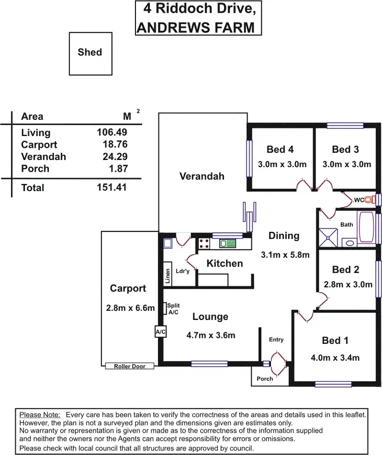 Floorplan of Homely house listing, 4 Riddoch Drive, Andrews Farm SA 5114
