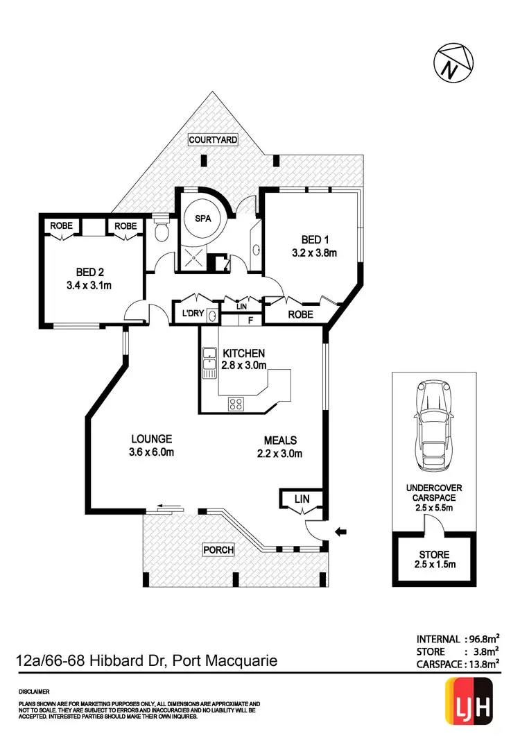 Floorplan of Homely unit listing, 12A/66-68 Hibbard Drive, Port Macquarie NSW 2444