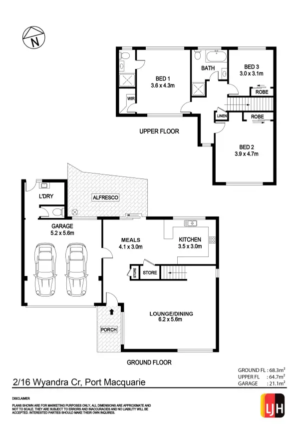 Floorplan of Homely townhouse listing, 2/16 Wyandra Crescent, Port Macquarie NSW 2444