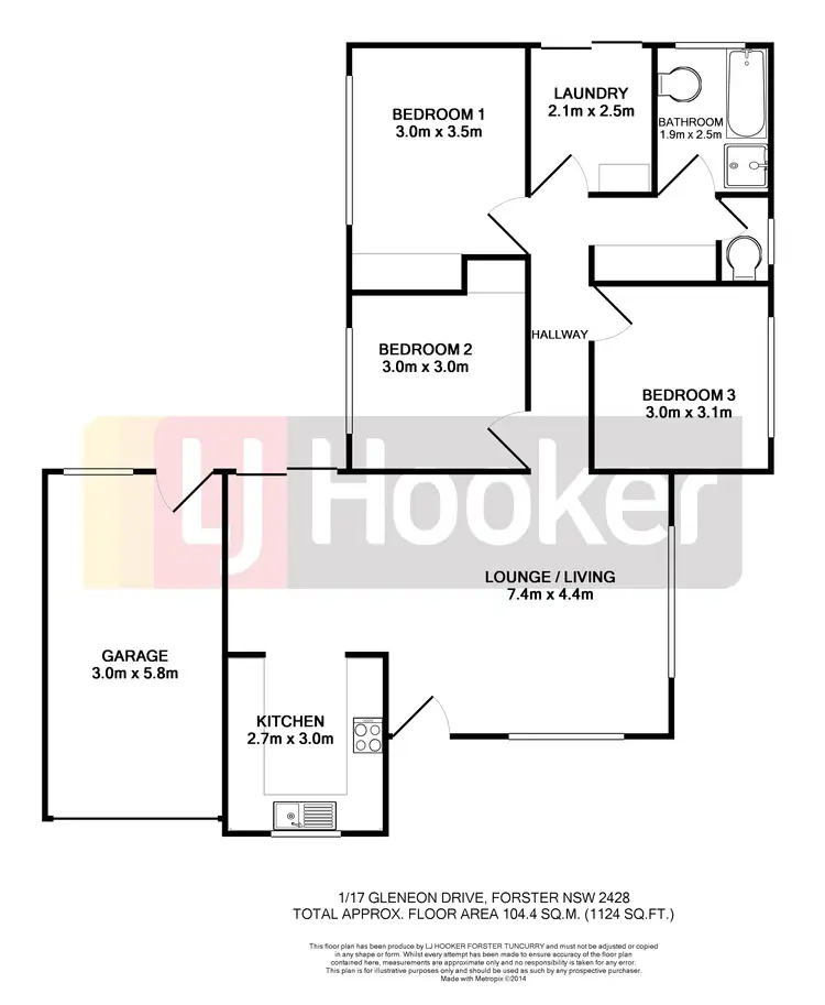 Floorplan of Homely villa listing, 1/17 Gleneon Drive, Forster NSW 2428