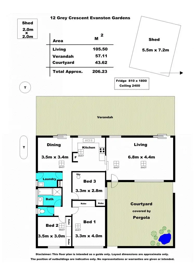 Floorplan of Homely house listing, 12 Grey Crescent, Evanston Gardens SA 5116