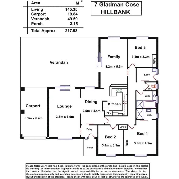 Floorplan of Homely house listing, 7 Gladman Close, Hillbank SA 5112