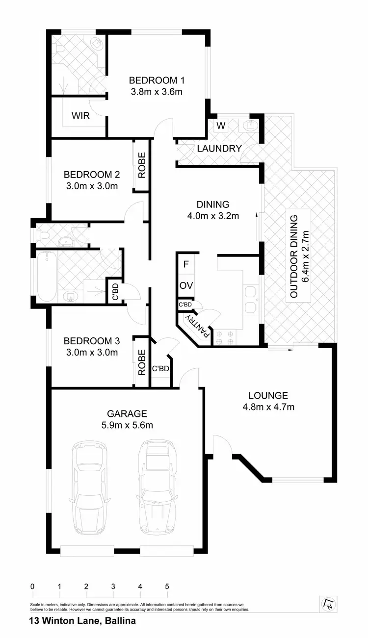 Floorplan of Homely semi-detached listing, 13 Winton Lane, Ballina NSW 2478