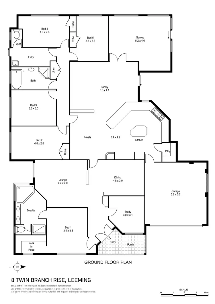 Floorplan of Homely house listing, 8 Twin Branch Rise, Leeming WA 6149