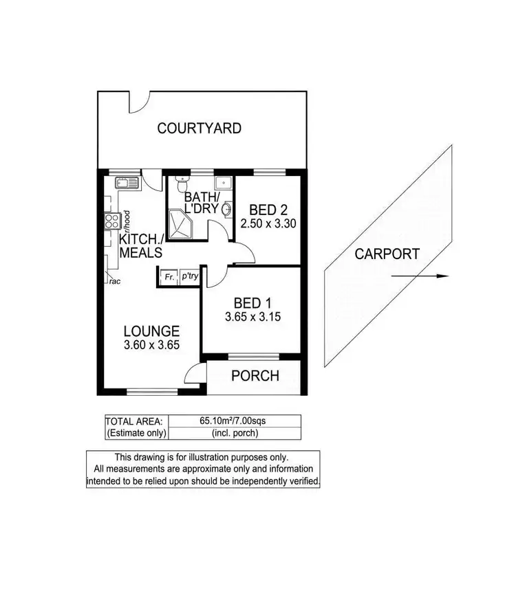 Floorplan of Homely unit listing, 3/45 Chopin Road, Somerton Park SA 5044
