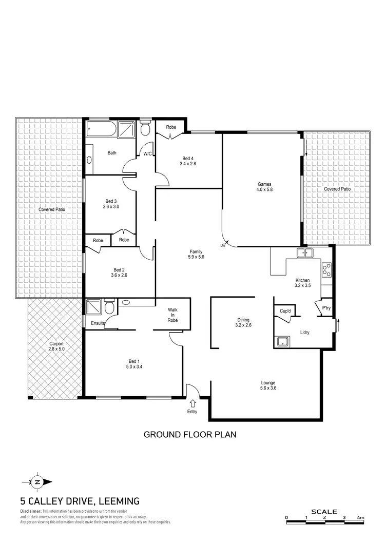 Floorplan of Homely house listing, 5 Calley Drive, Leeming WA 6149