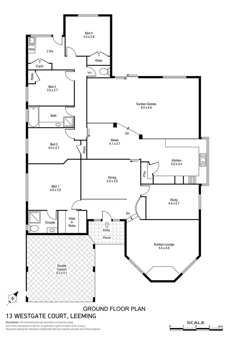 Floorplan of Homely house listing, 13 Westgate Court, Leeming WA 6149