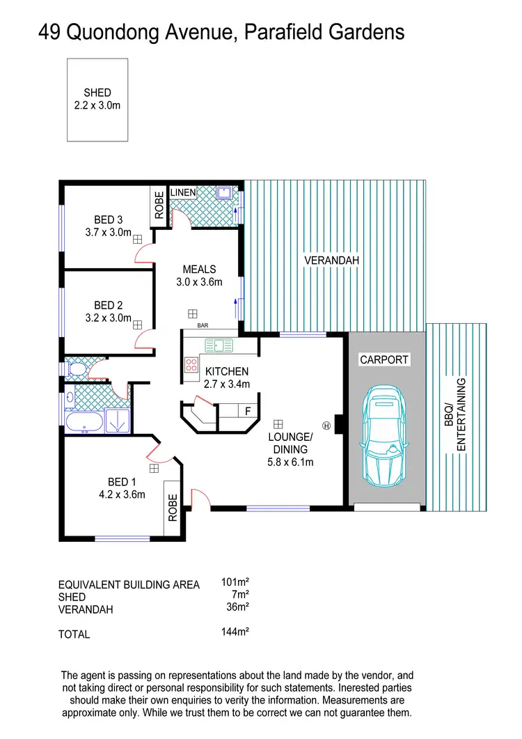 Floorplan of Homely house listing, 49 Quondong Avenue, Parafield Gardens SA 5107
