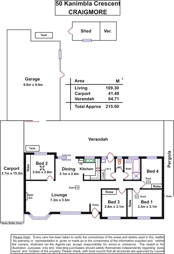 Floorplan of Homely house listing, 50 Kanimbla Crescent, Craigmore SA 5114