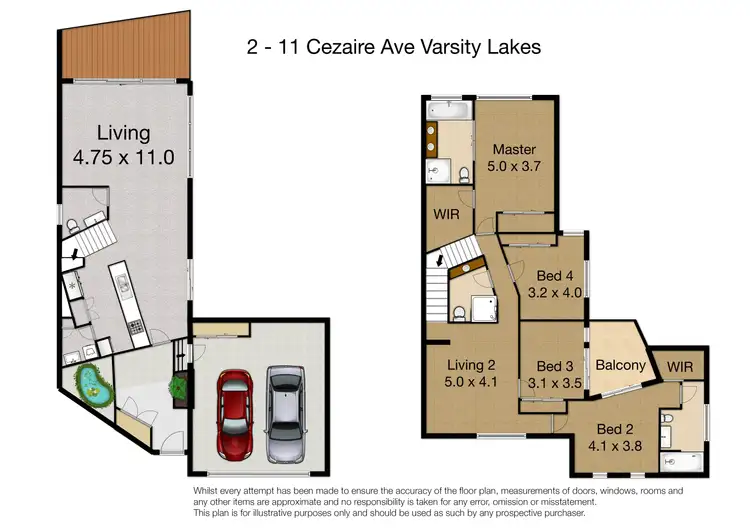 Floorplan of Homely townhouse listing, 2/11 Cezaire Avenue, Varsity Lakes QLD 4227