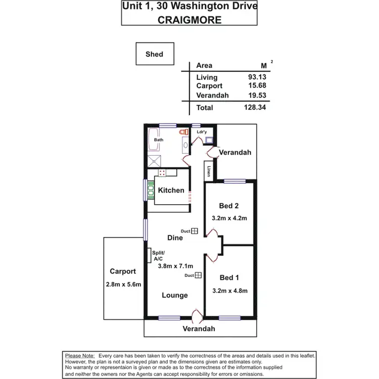 Floorplan of Homely unit listing, 1/30 Washington Drive, Craigmore SA 5114