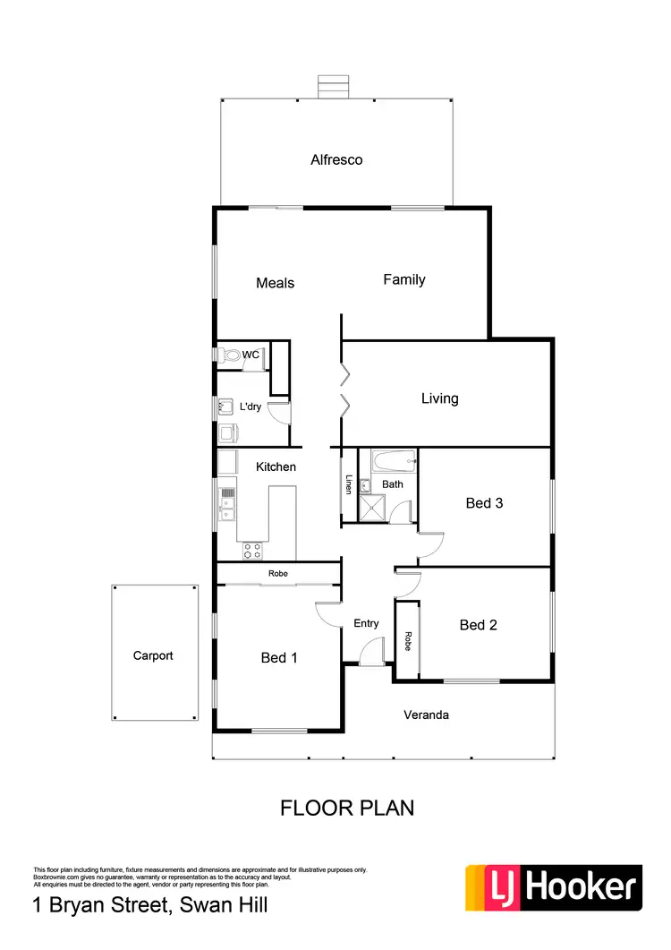 Floorplan of Homely house listing, 1 Bryan Street, Swan Hill VIC 3585