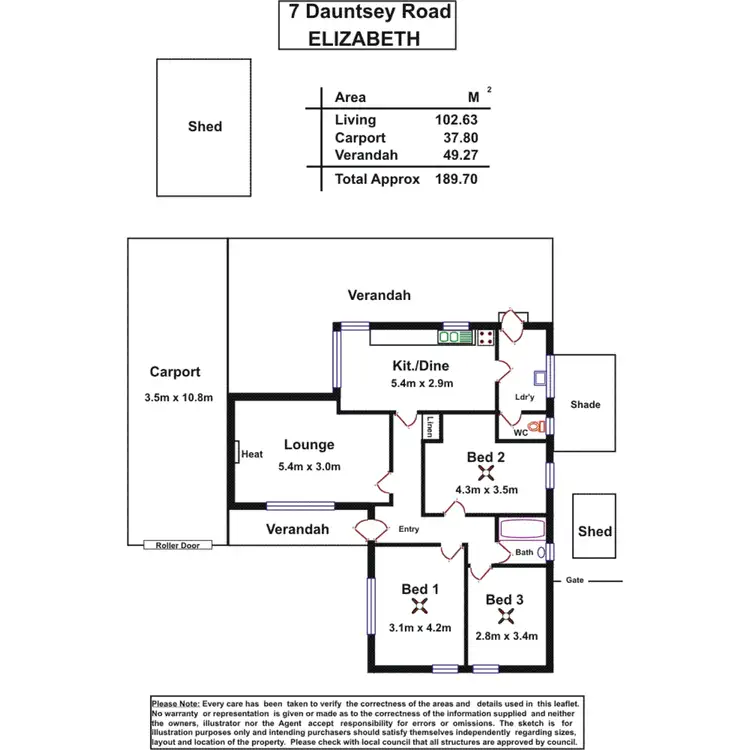 Floorplan of Homely house listing, 7 Dauntsey Road, Elizabeth SA 5112
