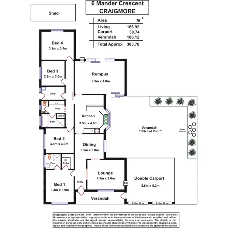 Floorplan of Homely house listing, 6 Mander Crescent, Craigmore SA 5114