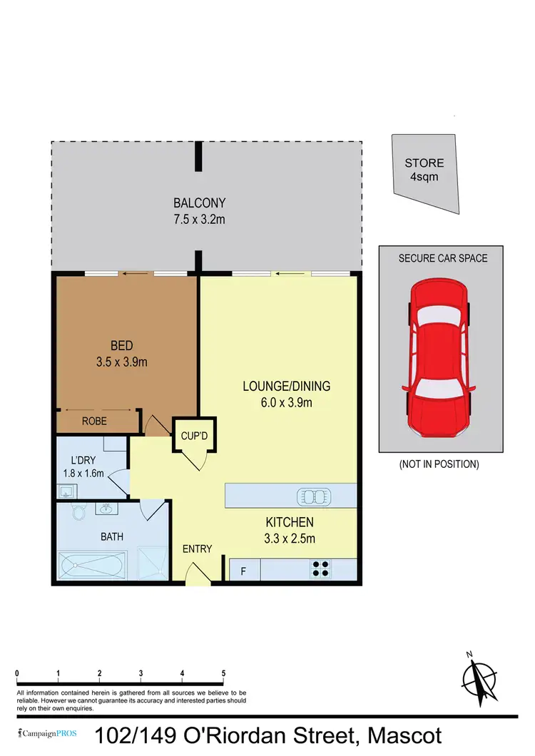 Floorplan of Homely apartment listing, 102/149-161 O'Riordan Street, Mascot NSW 2020