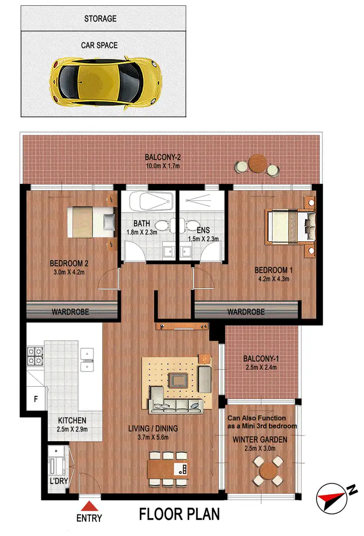 Floorplan of Homely unit listing, 1802/42 Walker Street, Rhodes NSW 2138