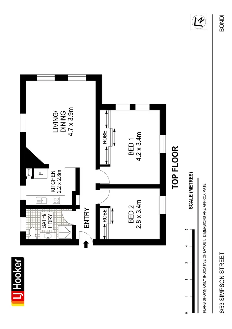 Floorplan of Homely apartment listing, 6/53 Simpson Street, Bondi Beach NSW 2026