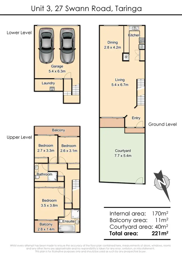 Floorplan of Homely townhouse listing, 3/27 Swann Road, Taringa QLD 4068