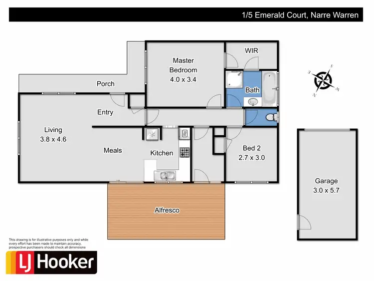 Floorplan of Homely unit listing, 1/5 Emerald Court, Narre Warren VIC 3805