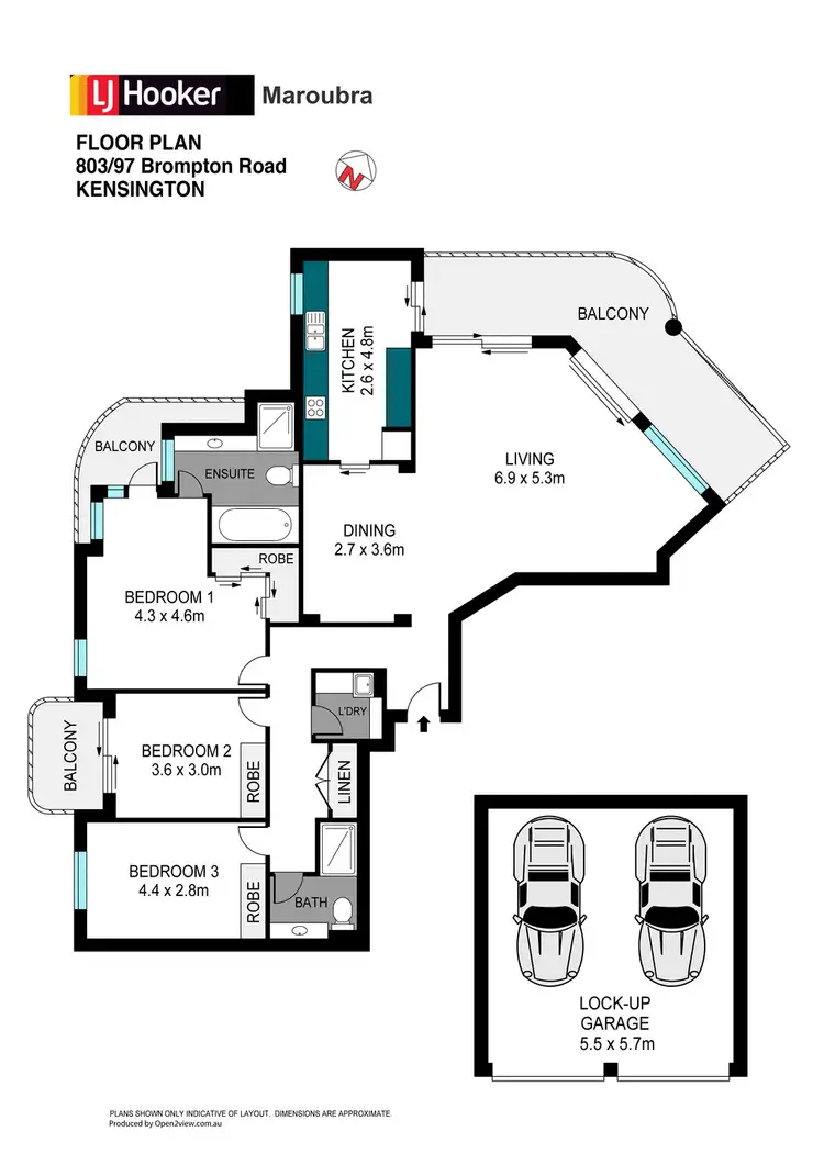 Floorplan of Homely apartment listing, 803/97 Brompton Road, Kensington NSW 2033