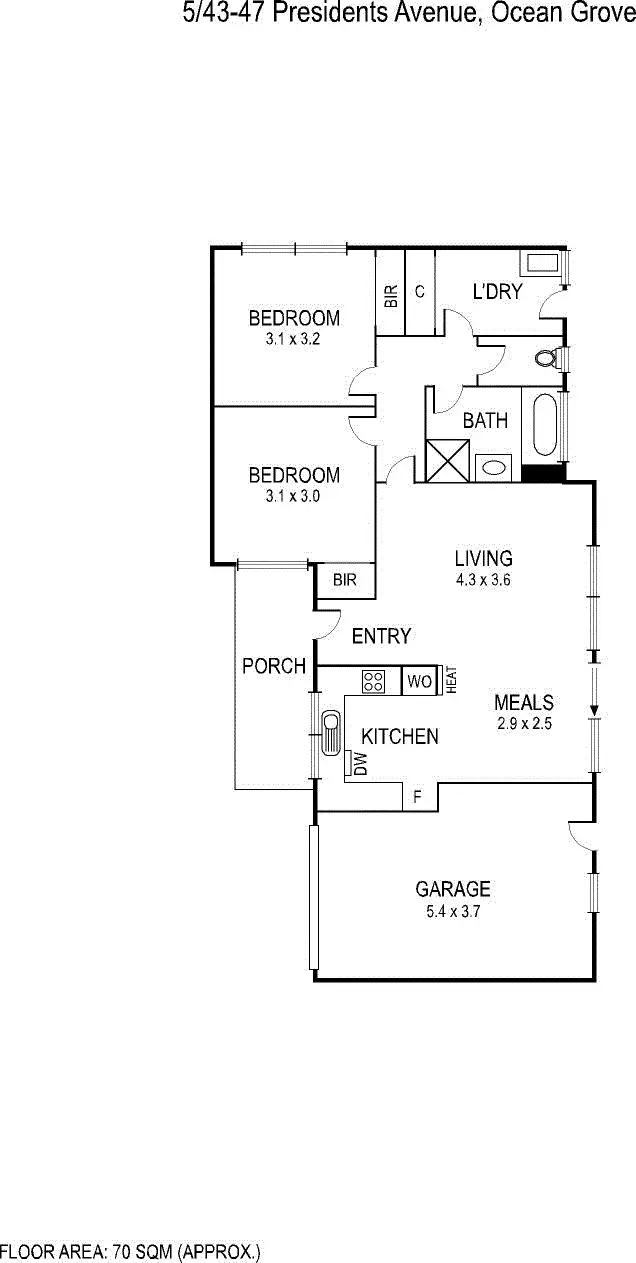 Floorplan of Homely unit listing, 5/43 Presidents Avenue, Ocean Grove VIC 3226