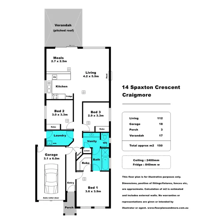 Floorplan of Homely house listing, 14 Spaxton Crescent, Craigmore SA 5114