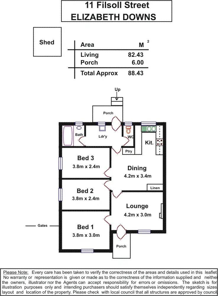 Floorplan of Homely semi-detached listing, 11 Filsoll Crescent, Elizabeth Downs SA 5113