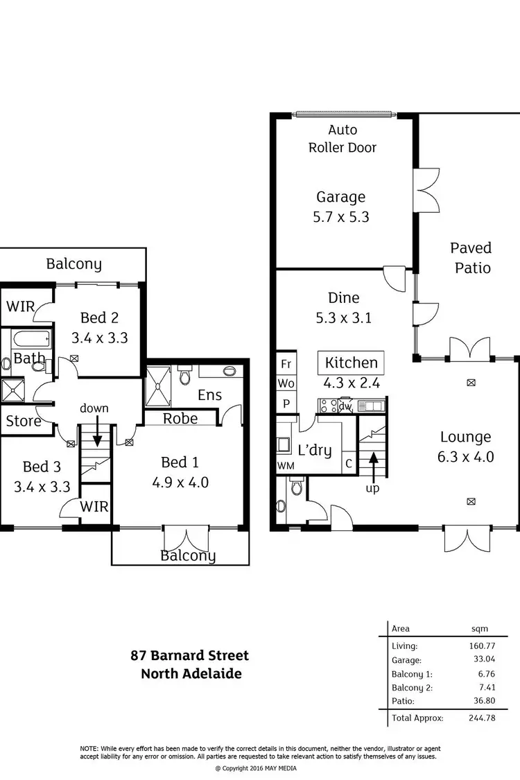 Floorplan of Homely townhouse listing, 87 Barnard Street, North Adelaide SA 5006