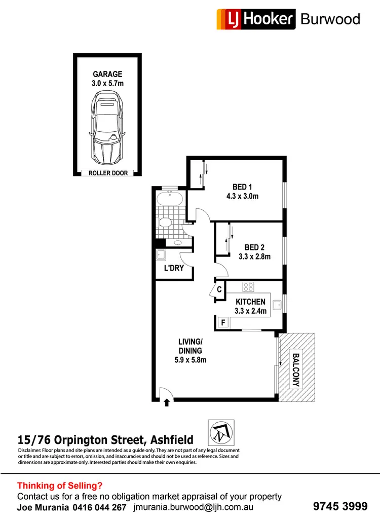 Floorplan of Homely unit listing, 15/76 Orpington Street, Ashfield NSW 2131