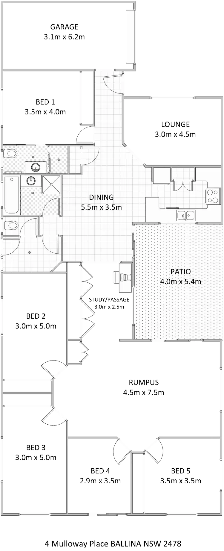 Floorplan of Homely house listing, 4 Mulloway Place, Ballina NSW 2478
