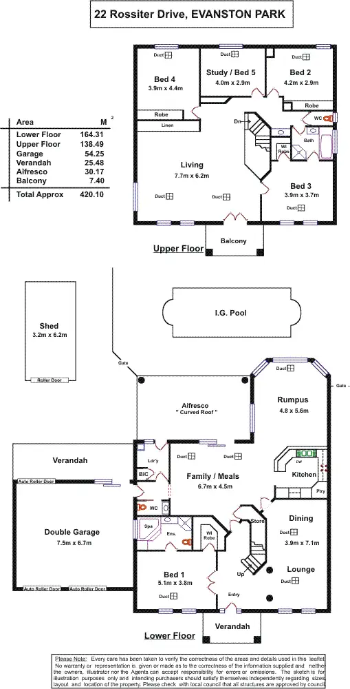 Floorplan of Homely house listing, 22 Rossiter Drive, Evanston Park SA 5116