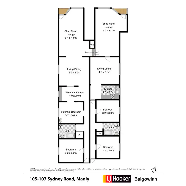 Floorplan of Homely semi-detached listing, 1/107-109 Sydney Road, Manly NSW 2095