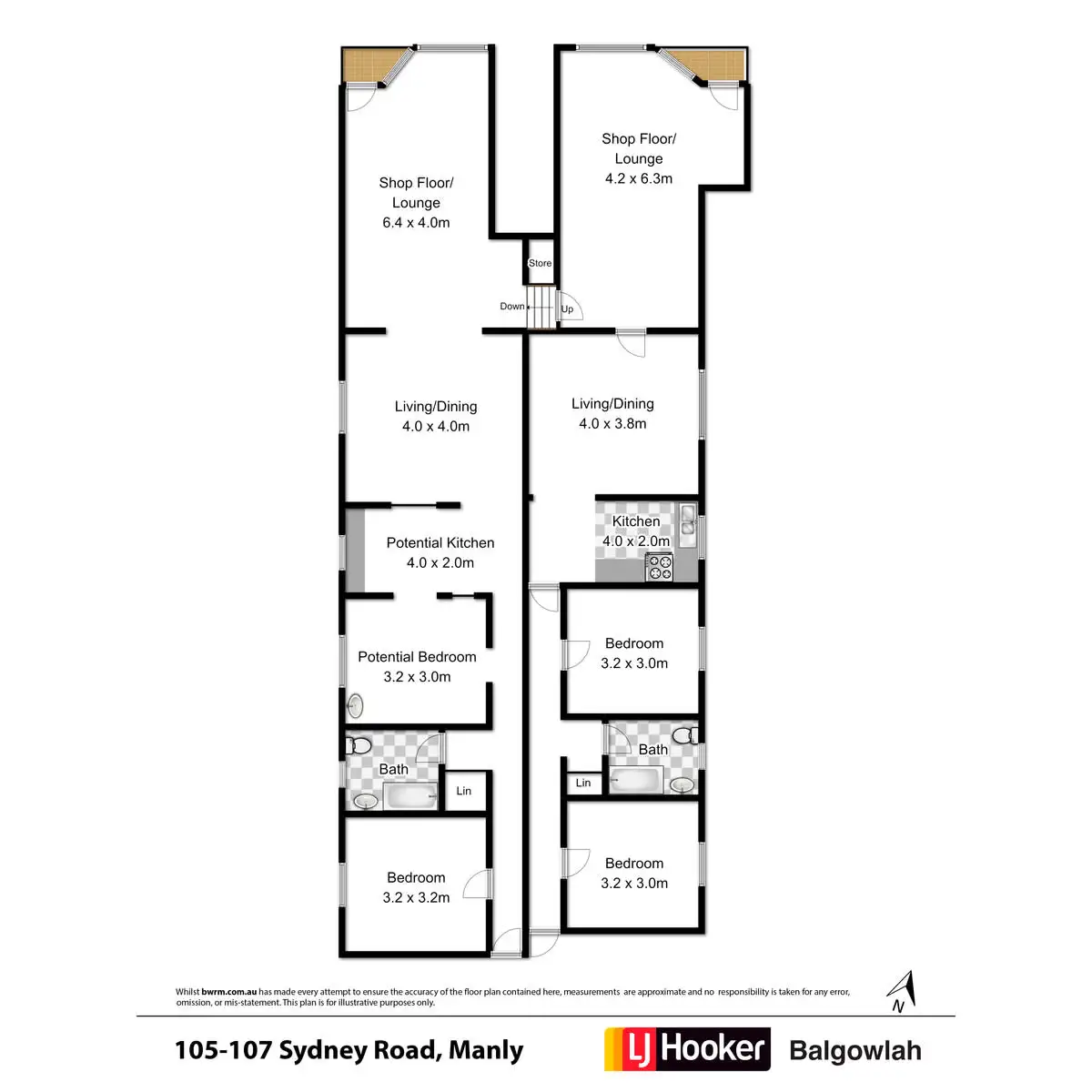 Floorplan of Homely semi-detached listing, 1/107-109 Sydney Road, Manly NSW 2095