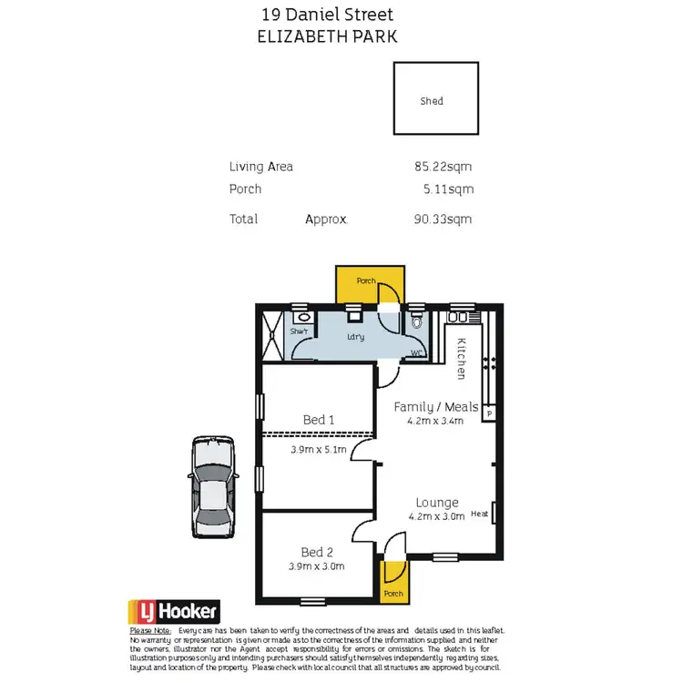 Floorplan of Homely semi-detached listing, 19 Daniel Street, Elizabeth Park SA 5113