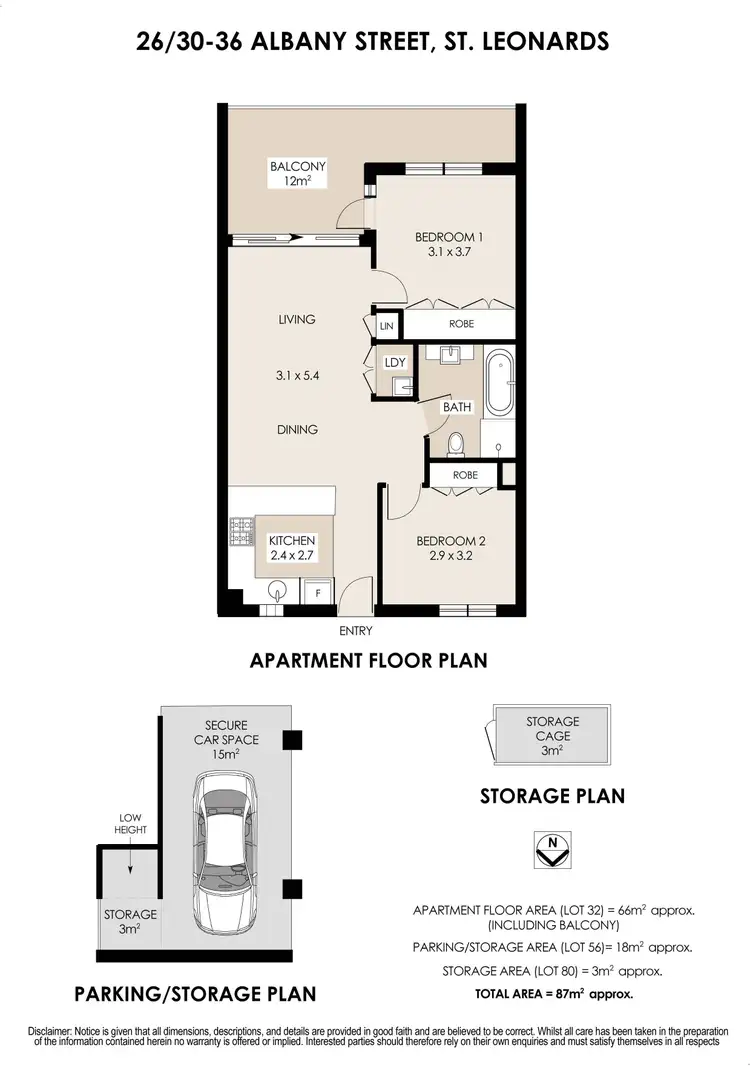 Floorplan of Homely apartment listing, 26/30-36 Albany Street, St Leonards NSW 2065