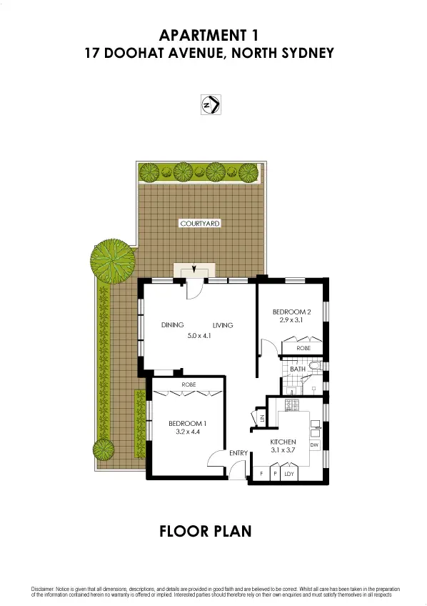Floorplan of Homely apartment listing, 1/17 Doohat Avenue, North Sydney NSW 2060