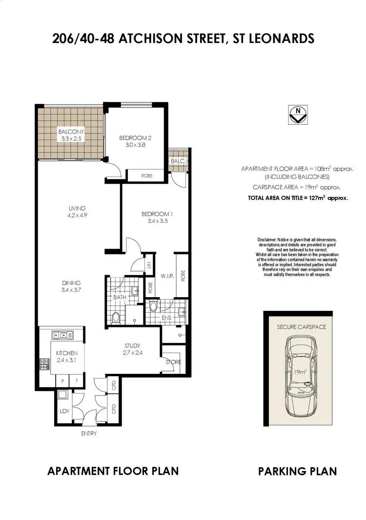 Floorplan of Homely apartment listing, 206/40-48 Atchison Street, St Leonards NSW 2065