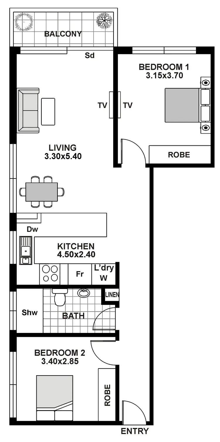 Floorplan of Homely apartment listing, 1/591 Old South Head Road, Rose Bay NSW 2029