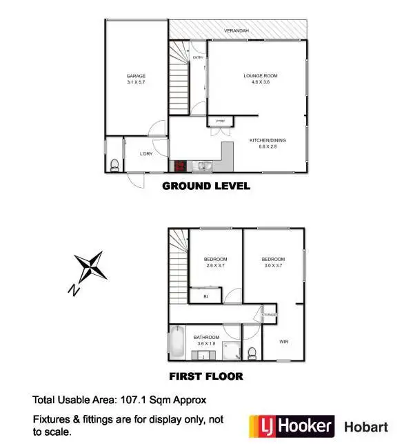 Floorplan of Homely townhouse listing, 2/34 Loinah Crescent, Montagu Bay TAS 7018