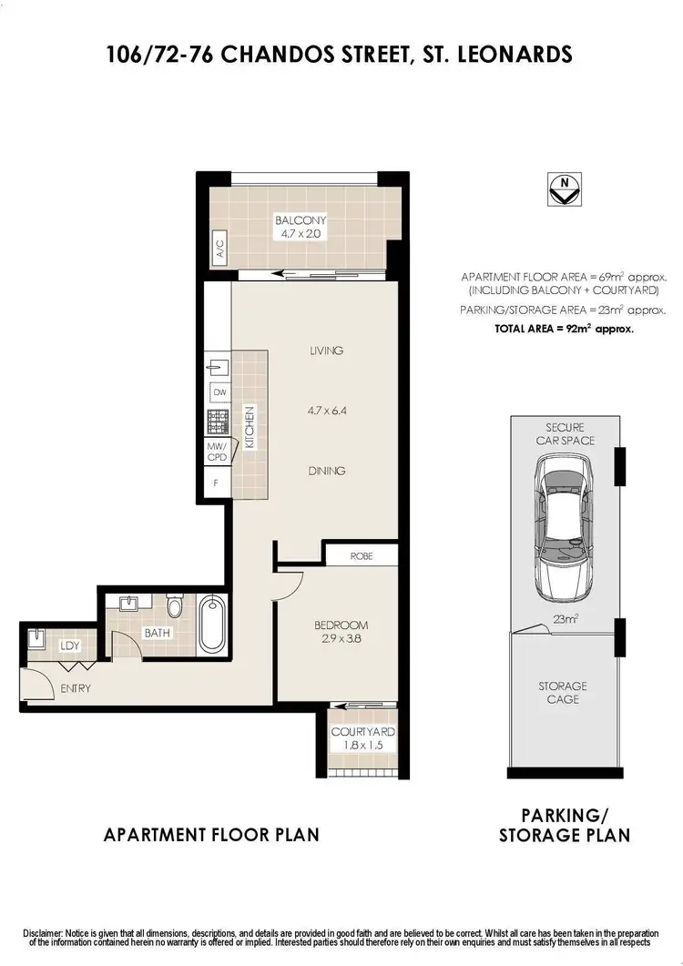 Floorplan of Homely apartment listing, 106/72-76 Chandos Street, St Leonards NSW 2065