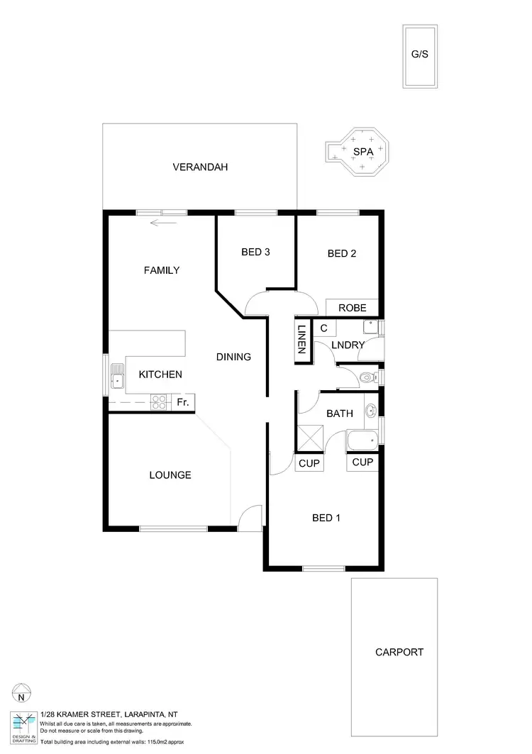 Floorplan of Homely unit listing, 1/28 Kramer Street, Larapinta NT 875