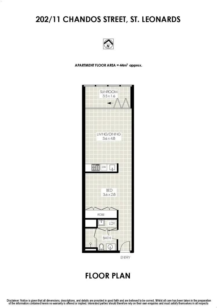 Floorplan of Homely apartment listing, 202/11 Chandos Street, St Leonards NSW 2065