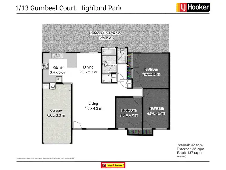Floorplan of Homely semi-detached listing, 1/13 Gumbeel Court, Highland Park QLD 4211