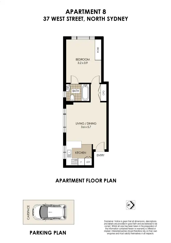 Floorplan of Homely apartment listing, 8/37 West Street, North Sydney NSW 2060