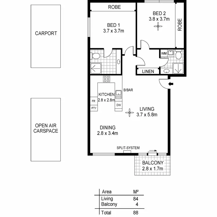 Floorplan of Homely apartment listing, 10/355 Fullarton Road, Fullarton SA 5063