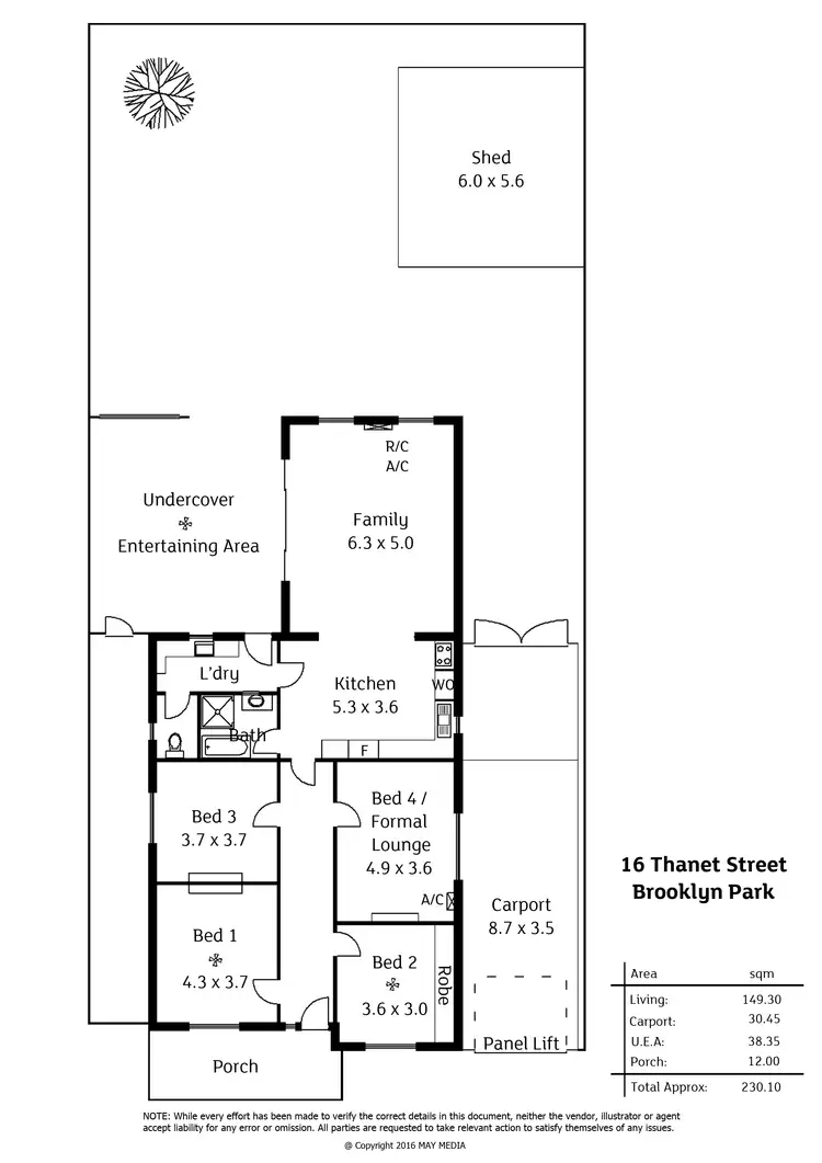 Floorplan of Homely house listing, 16 Thanet Street, Brooklyn Park SA 5032