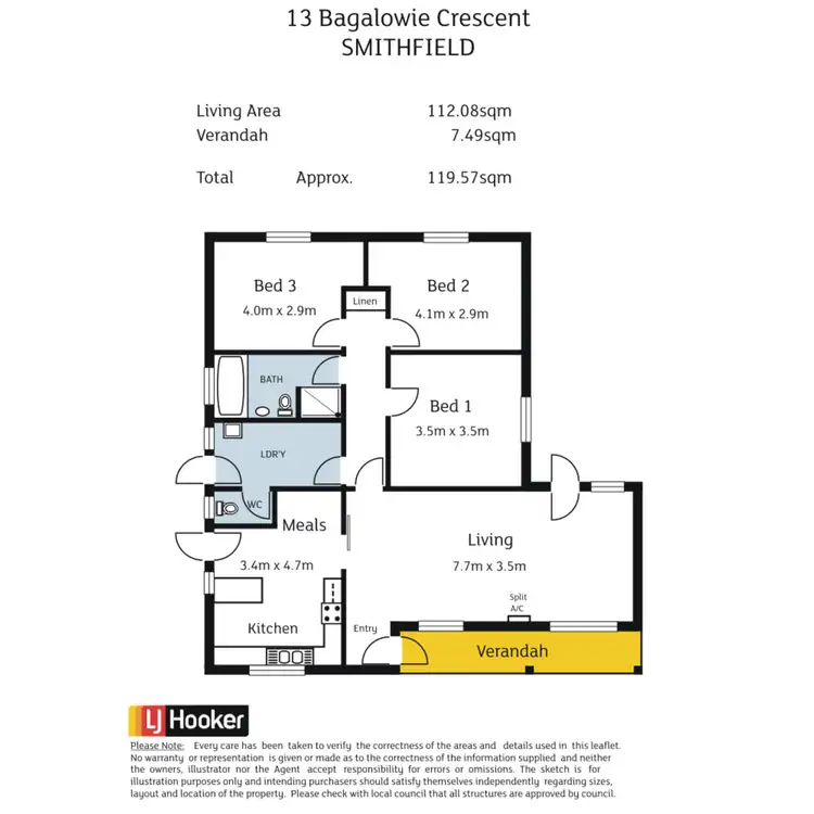 Floorplan of Homely house listing, 13 Bagalowie Crescent, Smithfield SA 5114