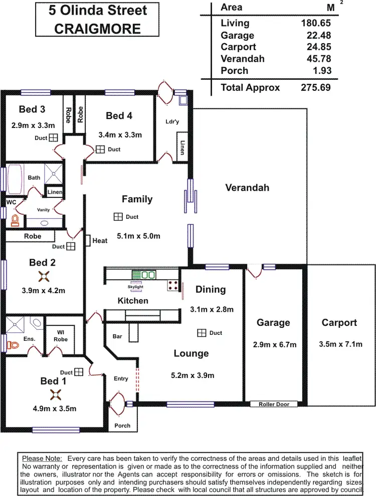 Floorplan of Homely house listing, 5 Olinda Street, Craigmore SA 5114