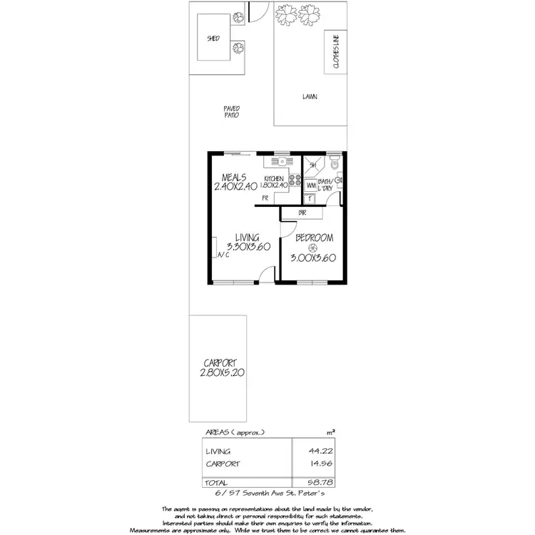 Floorplan of Homely unit listing, 6/57 Seventh Avenue, St Peters SA 5069