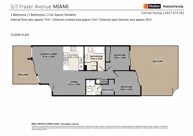 Floorplan of Homely unit listing, 3/2 Fraser Avenue, Miami QLD 4220